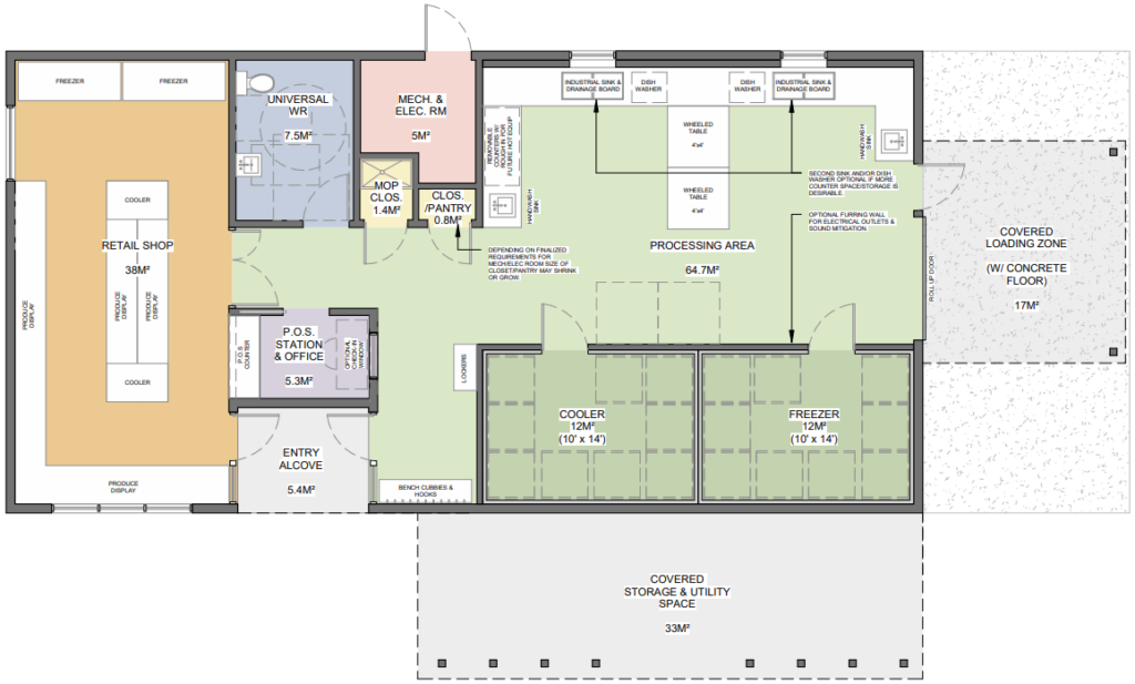 Floor plan of a house showing rooms, layout, and outdoor space design.