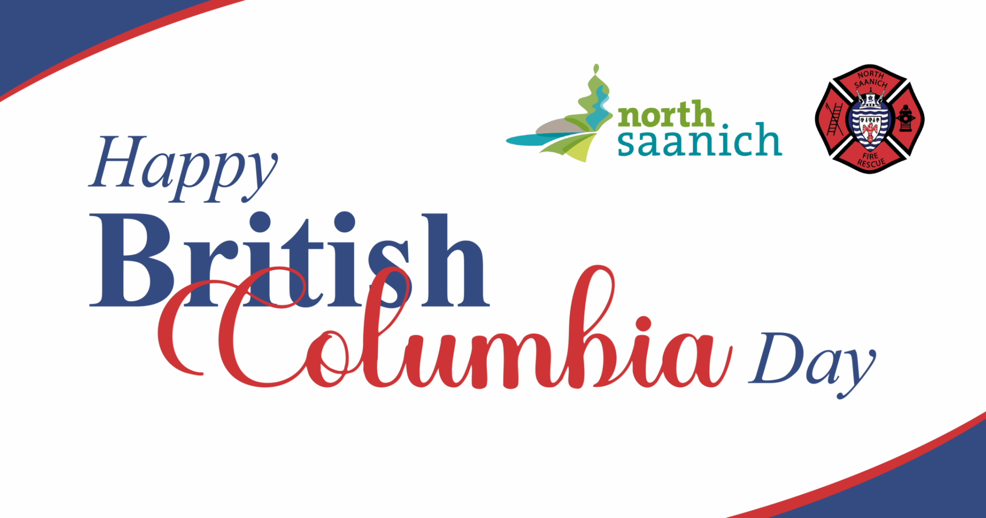 Happy British Columbia Day graphic featuring text and local logos.